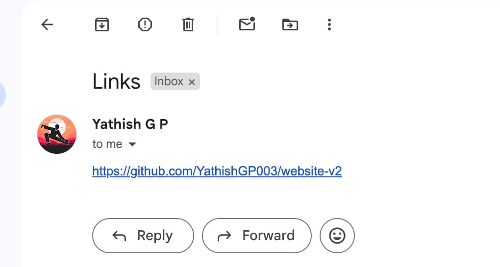 e-mail client screenshot, e-mail with link, where @ sign is not visible